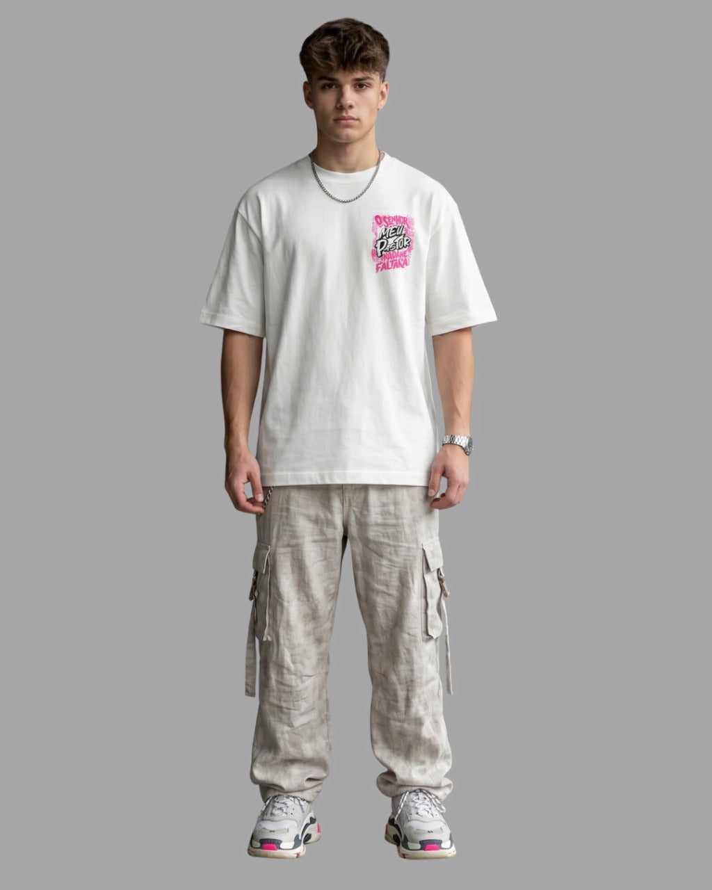 Camiseta Oversized "O SENHOR É O MEU PASTOR" 'Estilo Rosa'