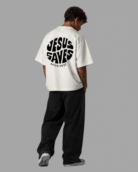 Camiseta Oversized "JESUS SAVES"