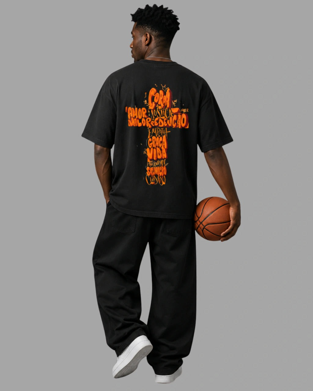 Camiseta Oversized "COROAI GRAÇA VIDA SALVAÇÃO"